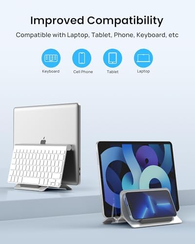 SODI Vertical Laptop Stand for Desk, Gravity Auto Lock Vertical MacBook Stand, Aluminum Laptop Vertical Dock Stand Holde