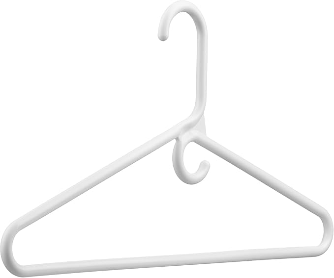 DEILSY™ Heavy Duty Plastic Hangers 10 Pack - Extra Heavy Duty Hangers for Clothes, Thick White Plastic Hangers, Strong Clothes Hangers with Hook for Scarves & Belts