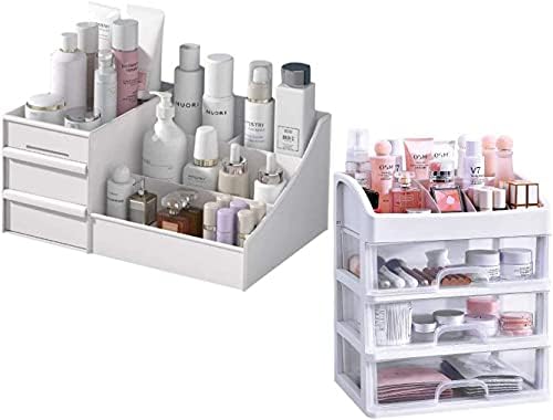 Makeup Organizer With Drawers —Bundle Countertop Organizer for Cosmetics, Vanity Holder for Lipstick, Brushes, Lotions, 