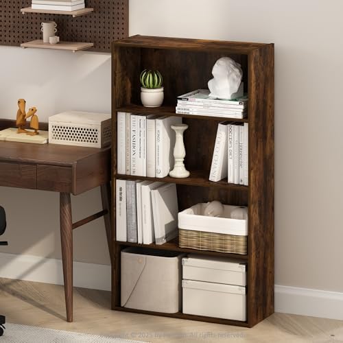 Furinno Simple Book Shelf, 4-Tier Bookshelf, Bookcase with Open Shelf, 9.4 x 23.6 x 41.7, for Living Room, Bedroom, Home