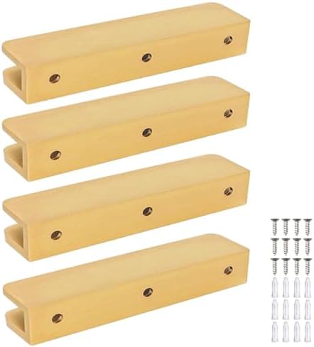 LukLoy Solid Brass Glass Shelf Bracket with 3 Screw Holes, Adjustable Glass Clip for 6mm-10mm Glass (Brush Gold, Pack of