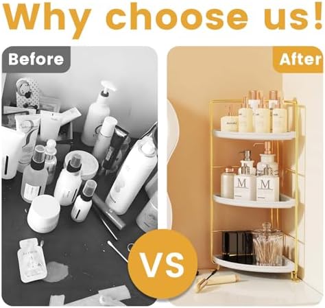 3-Tier Bathroom Organizer Countertop, Corner Bathroom Counter Organizer, Makeup for Vanity Skincare Organizers and Stora
