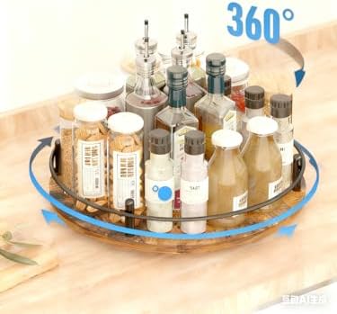 Lazy Susan Spice Rack Organizer - Rotating Turntable Height Adjustable for Kitchen Countertop Cabinet Pantry Seasoning S