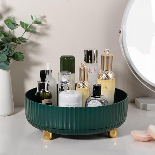 360 Rotating Makeup Perfume Organizer Skincare Tray, Large Teal Green