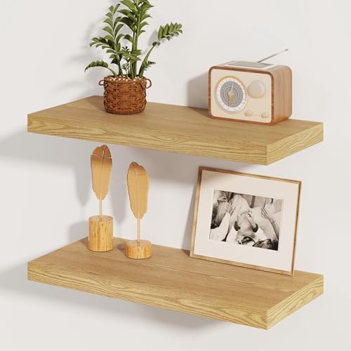 Floating Shelves for Wall, 8 Inch Deep Floating Shelves, 24"W x 8"D Wall Shelves Set of 2, Rustic Wood Floating Shelf fo