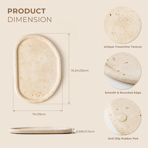 Natural Travertine Tray,Marble Ring Dish for Bathroom,Special-Shaped Jewelry Tray,Dressing Table, Bedside Table,Home Dec