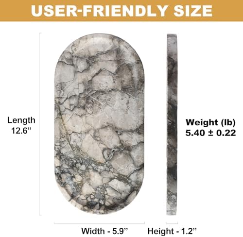 Koville Turkish Natural Travertine Tray, 12"x6" Vanity Decorative Tray for Countertop Organizer, Catchall Tray for Perfu