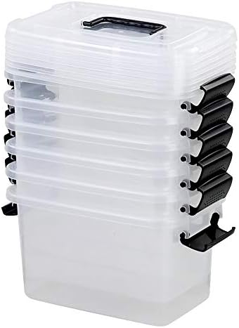 6 Pack 5.5 Quart Small Plastic Storage Container Box with Lids, Clear