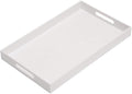 KEVLANG Glossy White Sturdy Acrylic Serving Tray with Handles-12x20 Inch-Serving Coffee Appetizer Breakfast-Kitchen Countertop Makeup Drawer Organizer-Vanity Table Ottoman Decorative Tray
