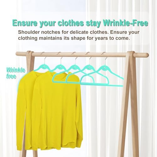 Multi-Color Premium Velvet Hangers with Mini Hooks, Pack of 50, Non Slip, Space Saving Cascading Clothes Hangers, 5 Colors, Pink, Lavender, Navy Blue, Red Burgundy and Mint Green