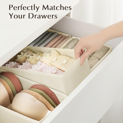 DIMJ Drawer Organizers - Set of 12 Fabric Closet Organizers and Storage, Drawer Dividers for Baby Clothes, Socks, Belt, 