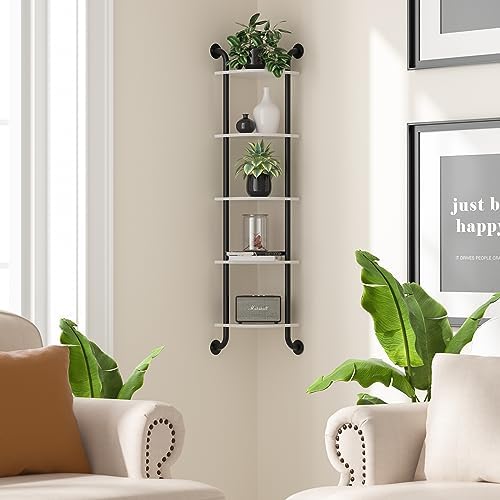 Tinpin 5 Tier Corner Shelf Wall Mount Rustic Industrial Floating Shelves