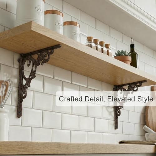 Cast Iron Victorian Scroll Shelf Brackets, 9 x 9 inch Antique Decor Shelves Bracket, Wrought Iron Corner Brackets,Wall D