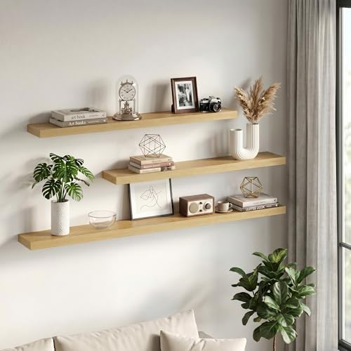 Fun Memories Floating Shelves for Wall 72 Inch, Set of 2 – Wall-Mounted Storage & Display Shelf with Invisible Bracket, 