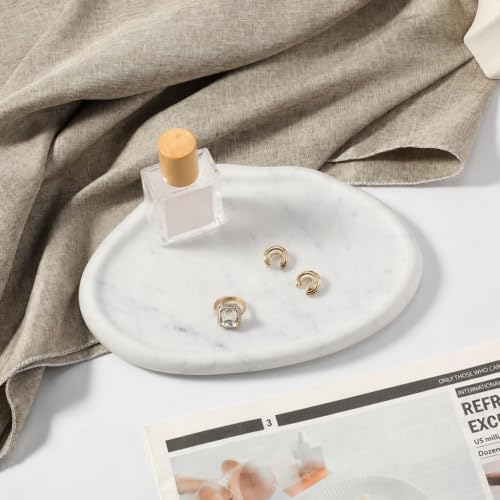 Koville Luxurious Natural Marble Vanity Tray for Home Decor, Cloud Shape Serving Stone Key Tray, 10" x 7" Marble Storage
