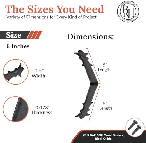 2 Pack - 6" Metal Corner Bracket for Furniture - Black - Handmade Decorative Corner Braces - Rustic Metal Corner Bracket