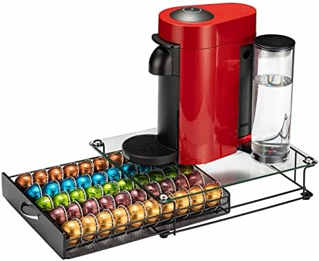 Coffee Pod Holder Drawer for Nespresso Vertuo Capsule With Glass For Cabinet Vertuoline Pod Storage Rack For Counter (Cl