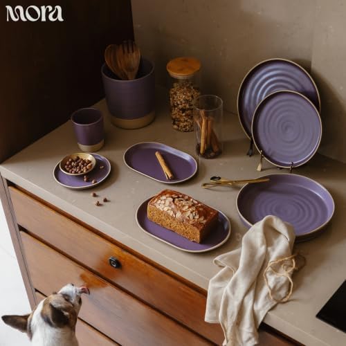 Mora Ceramic Decorative Tray - 9.4in Dish for Jewelry, Perfume, Makeup, Accessories, Candle, in the Bathroom Vanity, Bed