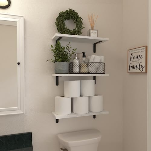 WOPITUES Floating Shelves Set of 6 for Wall Decor & Storage, White