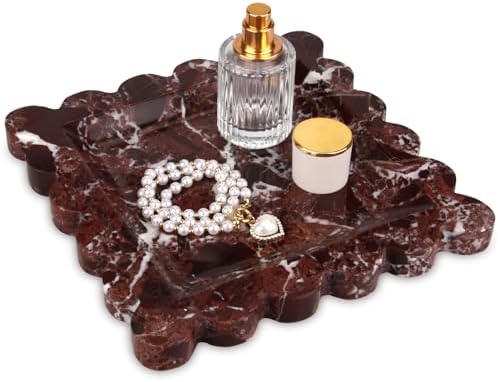 Square Marble Decorative Tray, Rosso Lepanto, 8 * 8