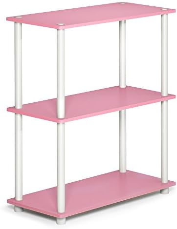 Furinno TURN-N-TUBE Storage Shelves, 3-Tier Book Shelf, Corner Shelf, Toolless Open Shelves, for Organization and Storag