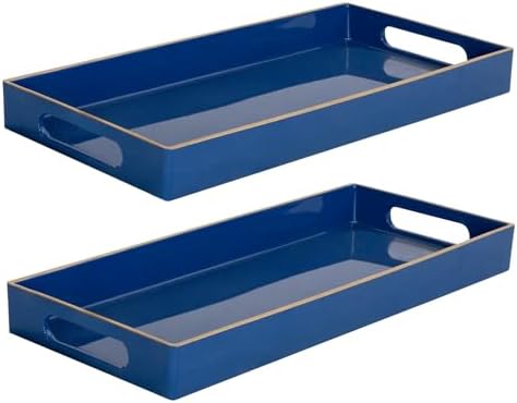 MAONAME Royal Blue Vanity Tray Set of 2, Rectangular Toilet Tank Trays