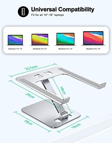RIWUCT Aluminum Alloy Laptop Stand for Desk, Foldable Laptop Riser Holder