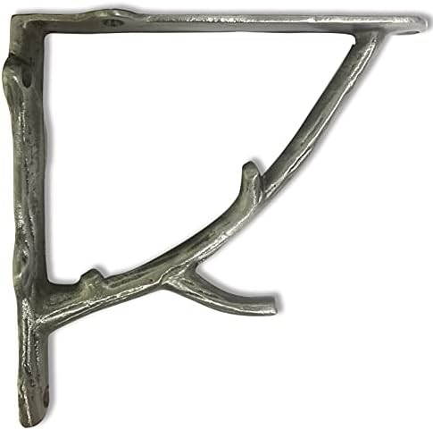 NACH Rustic Branch Metal Shelf Brackets 7 inch, Decorative Shelf Brackets for Wood Shelves, Shelving Brackets, Wall Shel