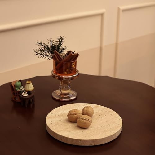 Natural Travertine Marble Jewelry Dish 8" Round Trinket Ring Earring Tray
