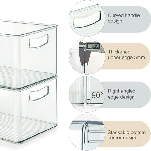 Heyuzb 16 PACK Freezer Organizer Bins Fridge Organizers and Storage Stackable Refrigerator Organizers Bins with Side Han