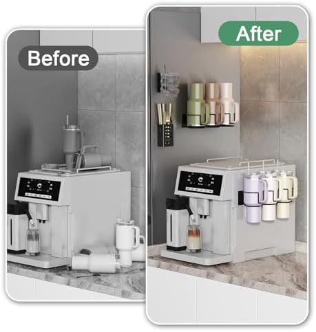 Magnetic Cup Holder for Fridge, Aufworld Tumbler Organizer Fits 20/30/40 oz Stanley Cups, Accessory Storage with Lid & S