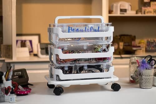 Deflecto Stack 'N Go Caddy Wheel Base, Craft Organizer, Compatible with Deflecto Desk Supplies Organizer Caddy, White, 16"W x 3 1/4"H x 11"D (29443CR)