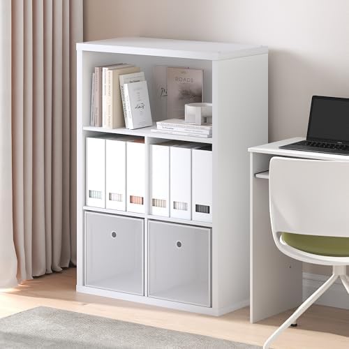 Furinno Cubicle Book Shelf, 5-Cube Bookshelf, Extra Thick Frame Cube Storage Organizer Bookcase with Closed Back, 15.3 x