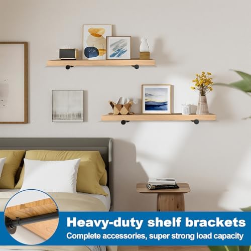 Industrial Pipe Shelf Brackets for 8-inch Board Iron Pipe Floating Shelves Heavy Duty Metal Shelving Brackets 6 Pack Bla