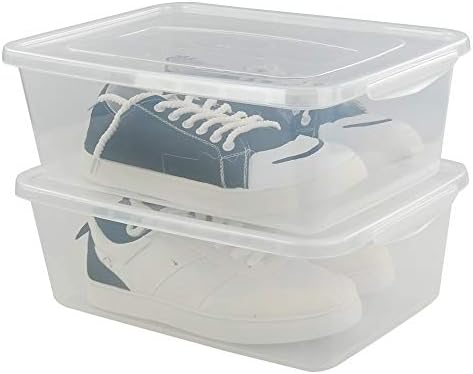 Jekiyo Clear Plastic Storage Bin, 14 Quart Latching Box with Lid, 4 Packs