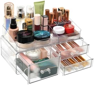 ZHIAI stackable storage drawer, cosmetics storage box, cosmetics and beauty product storage organizer, suitable for make