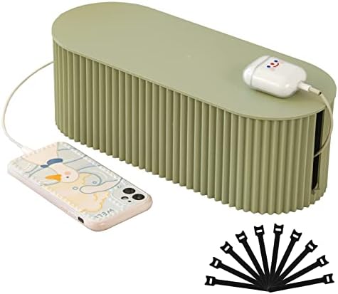 FABROK Cable Management Box, Cord Organizer Box, Small, Green