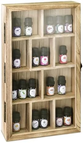 Ikee Design Wall-Mounted Wooden Display Case with Glass Top, 10 Slots