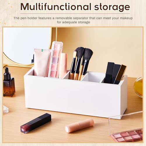 Jetec Wooden Pencil Pen Holder for Desk, White, 5 Compartments