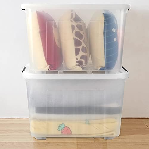 70 Qt Stackable Plastic Storage Bins with Lids, 4 Pack