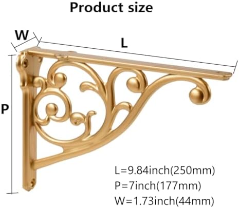 Khtumeware Gold Shelf Brackets 10 Inch 4 Pack Heavy Duty Antique Gold Wall Bracket Baroque Kitchen Decorative Rack Shelv