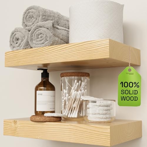 Wood Floating Shelves for Wall 12 Inch, Natural Wood, Small Wooden Shelf