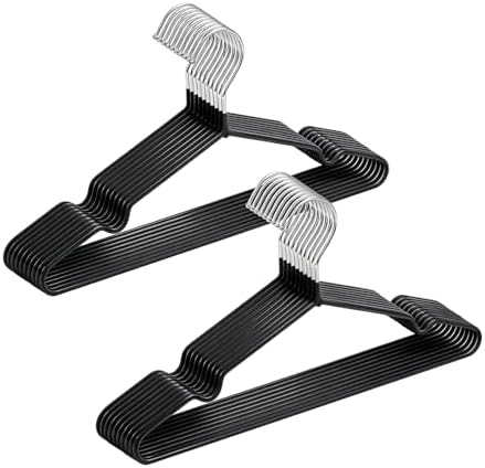 Amber Home 20Pack Black Rubber Coated Metal Coat Hangers, Non Slip & Sturdy