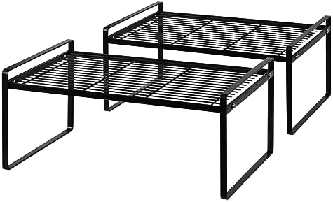 Shantton Cabinet Shelf Organizer, Pantry Shelf Rack, Black 16.1x10.6x7.3