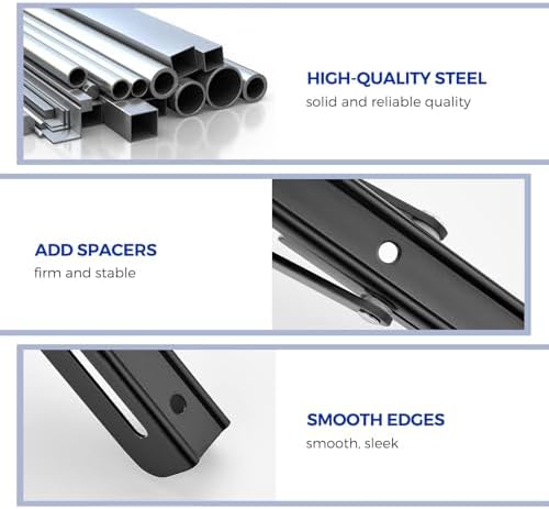 Ravinte Matte Black Folding Shelf Brackets, 10 Inch, 4 Pack