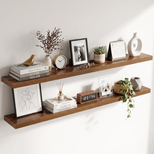 55 Inch Floating Shelves for Wall 2 Pack, Wood Wall Bathroom Shelves