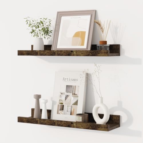 Dreamland Picture Ledge Shelf for Wall, Floating Shelves Set of 2,18 inch Long Floating Shelves with Lip for Living Room