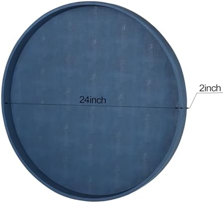 HofferRuffer Large Round Serving Tray 24'', Elegant Faux Leather Circle Ottoman Table Tray, Serve Tea Coffee Breakfast i