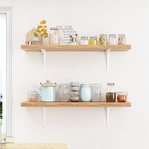 20 Pack Shelf Brackets 10 Inch, White Metal Brackets for Shelves, L Shape Shelving Brackets (White, 10" x 8")