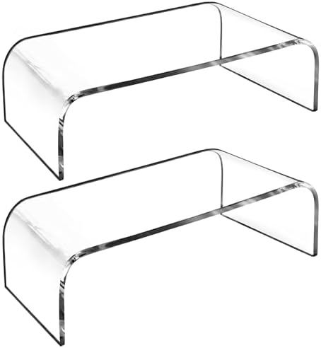 AMT 2 Pack Acrylic Laptop Monitor Stand & Computer Riser with Cat Keyboard Protector, Space-Saving Design, Extra Storage